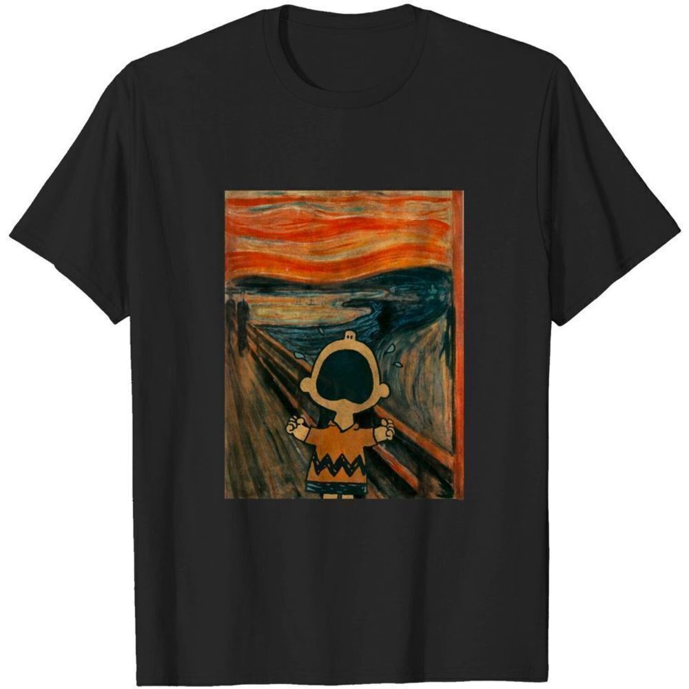 Peanuts Charlie Brown Scream Parody Artsy Cartoon Graphic T-Shirt